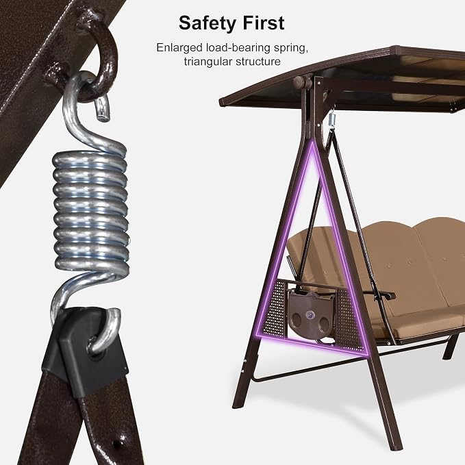 PURPLE LEAF Outdoor Patio Porch Swing - Image 7