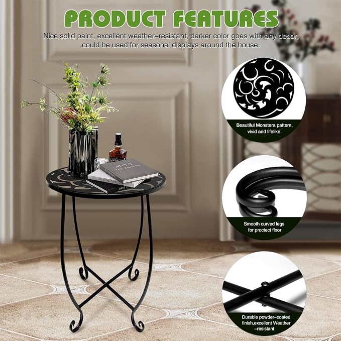 2 Pack 15 Inch Tall Plant Stands Outdoor Indoor, Metal Side Tables - Image 2
