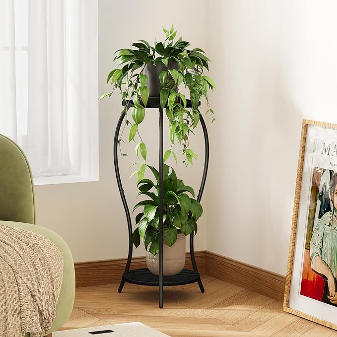 Plant Stand Indoor, 2 Tier Round Tall Plant Stand, Flower Pot Stand, Plant - Image 2