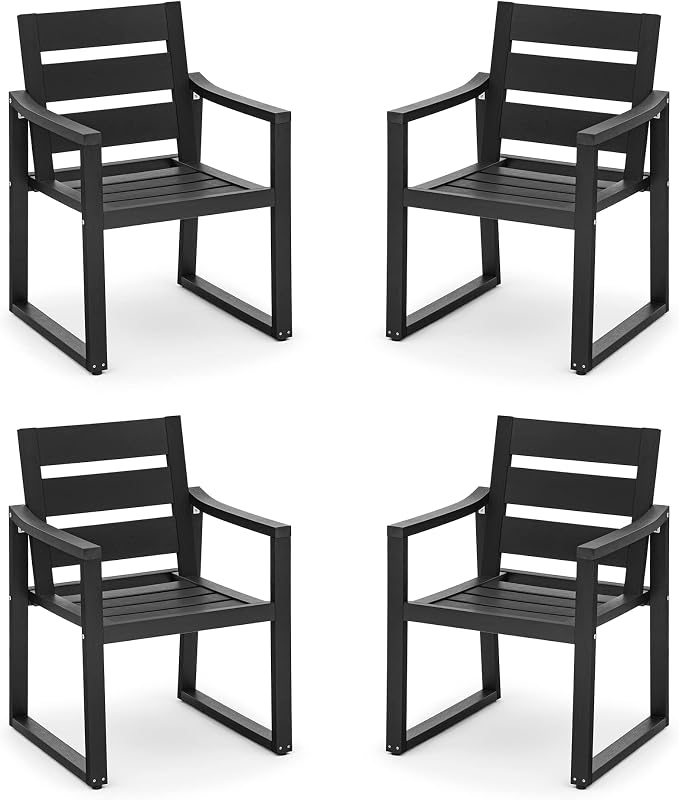 HDPS Outdoor Dining Chairs Set of 4, Patio Dining Chairs by COZYMAN