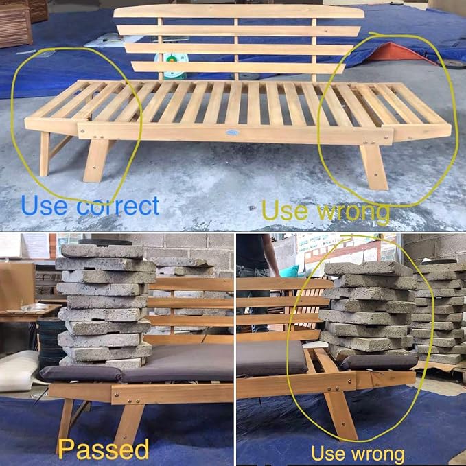 Tangkula Convertible Acacia Wood Patio Couch Sofa Bed - Image 9