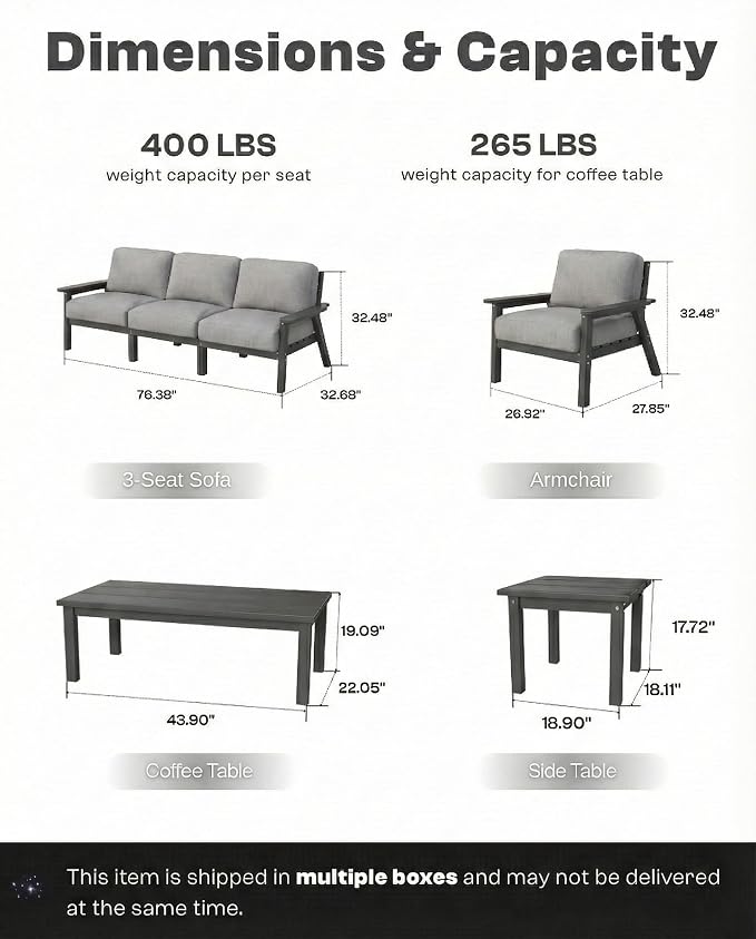 7 Piece Patio Conversation Sets, Outdoor Couch - Image 5
