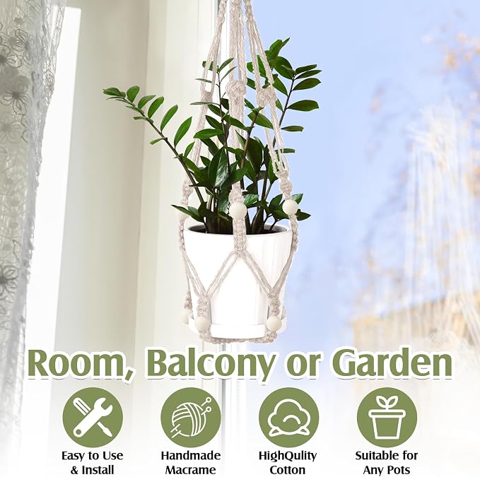 Hoteam 12 Pcs Macrame Plant Hangers Macrame Hanging Planters - Image 4