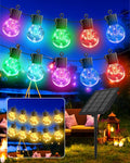 Solar String Lights Outdoor Waterproof, 50FT 25LEDs Warm White & Multicolor by FREECUBE