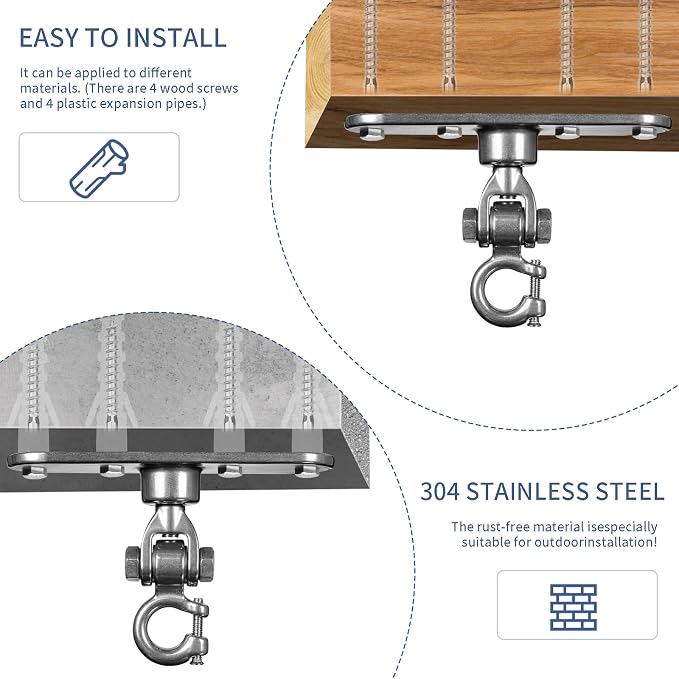 Heavy Duty Swing Hanger Smooth Operation 180° & 360° Swivel Bearings 1500 lb - Image 6