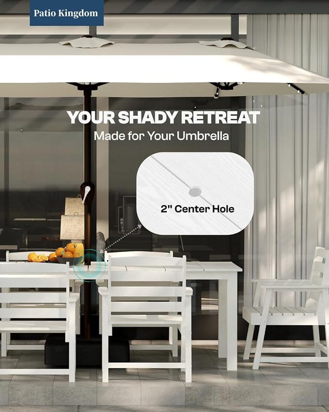 7-Piece White Outdoor Dining Set - Image 4