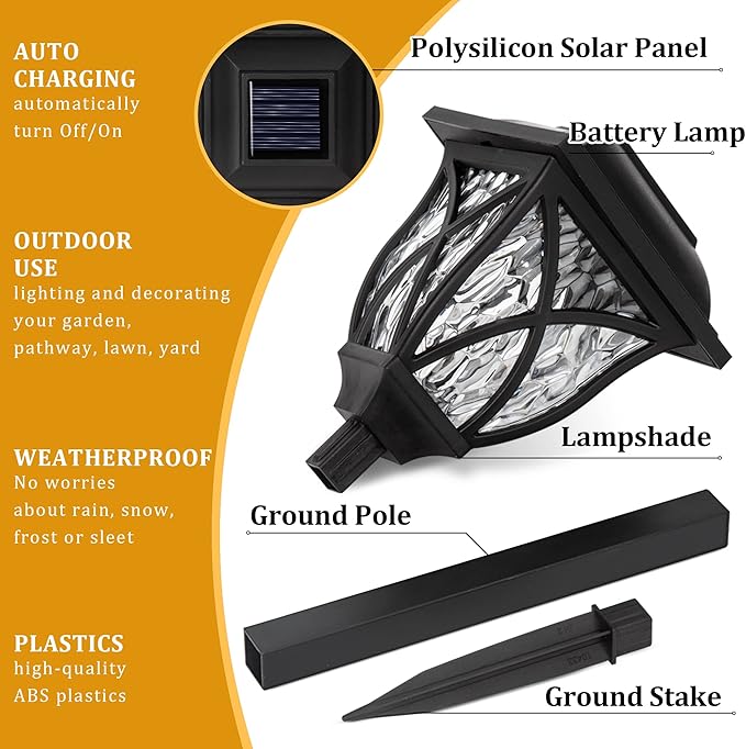 GIGALUMI 6 Pack Solar Lights Outdoor Waterproof, LED Solar Garden Lights - Image 3