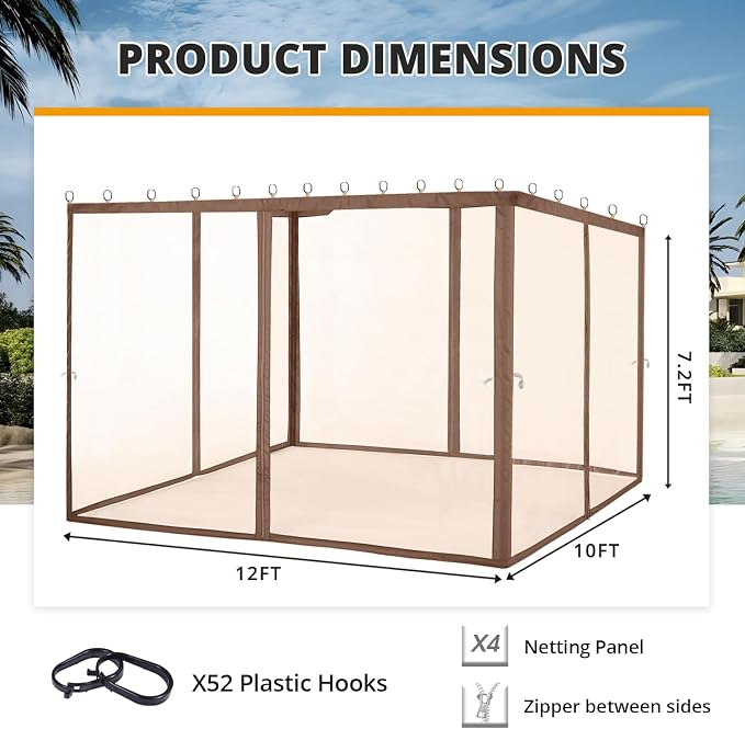 MASTERCANOPY Patio Gazebo Mosquito Netting Screen Walls - Image 2