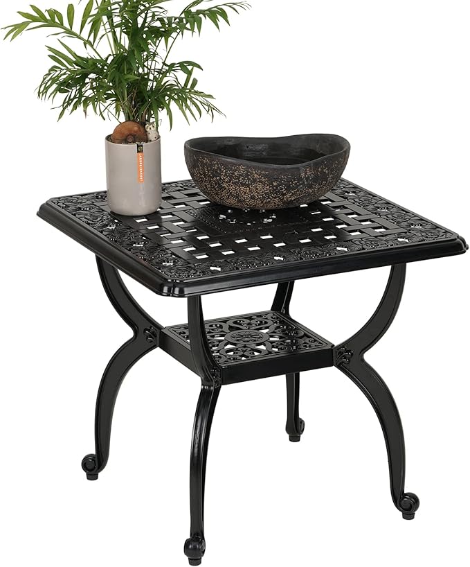 JARDIN DE CENTENNIAL Cast Aluminum Outdoor Side Table, Anti-Rust Outdoor End - Image 6