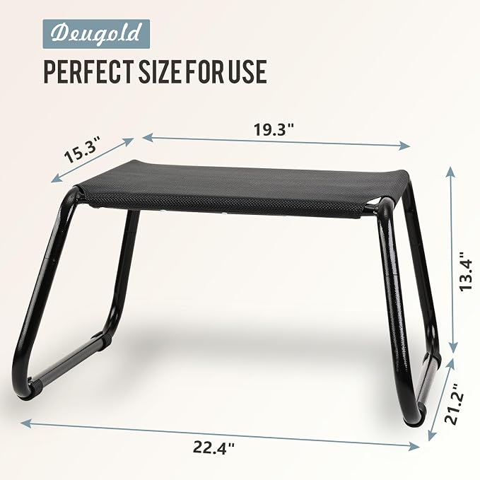 Outdoor Ottomans, Patio Foot Rest Portable Side Table Solid Steel Frame Small - Image 2