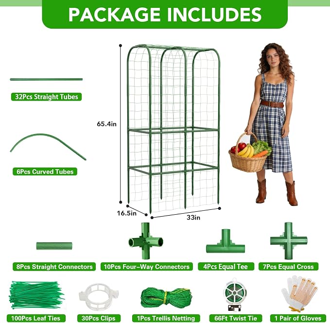 65" Tall Cucumber Trellis for Raised Bed, Garden Trellis for Climbing Plants - Image 5