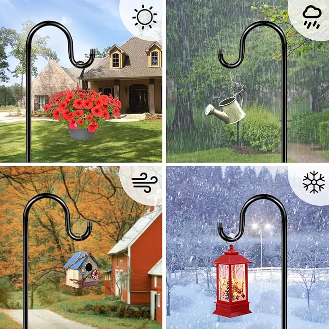 72" Shepherds Hooks for Outdoor, Heavy Duty Garden Bird Feeder Pole for Hanging - Image 6