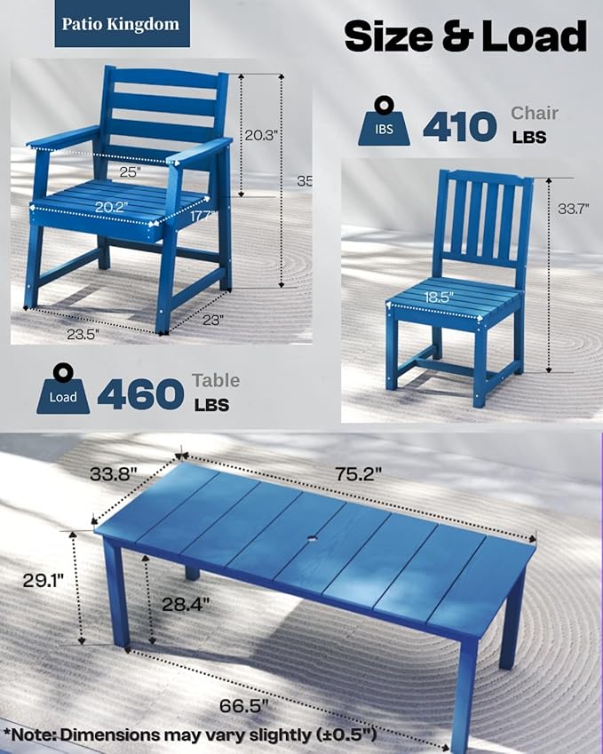 5-Piece Blue Outdoor Dining Set - Image 3