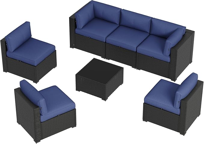 Aoxun 7 Piece Patio Furniture Set Wicker Rattan Patio Sectional Sofa Set - Image 7
