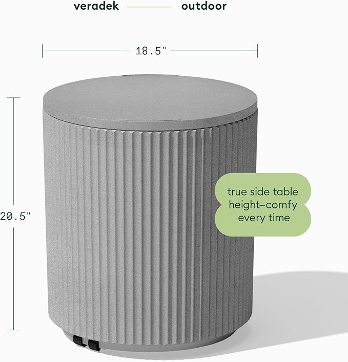 Veradek 21in Outdoor Cooler Side Table, Stone-Plastic Composite, Weather - Image 2