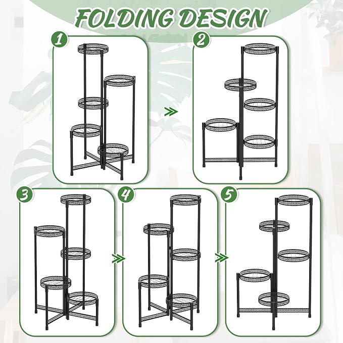 iDavosic.ly Plant Stand Indoor Outdoor, 5 Tier Corner Metal Flower Display - Image 5