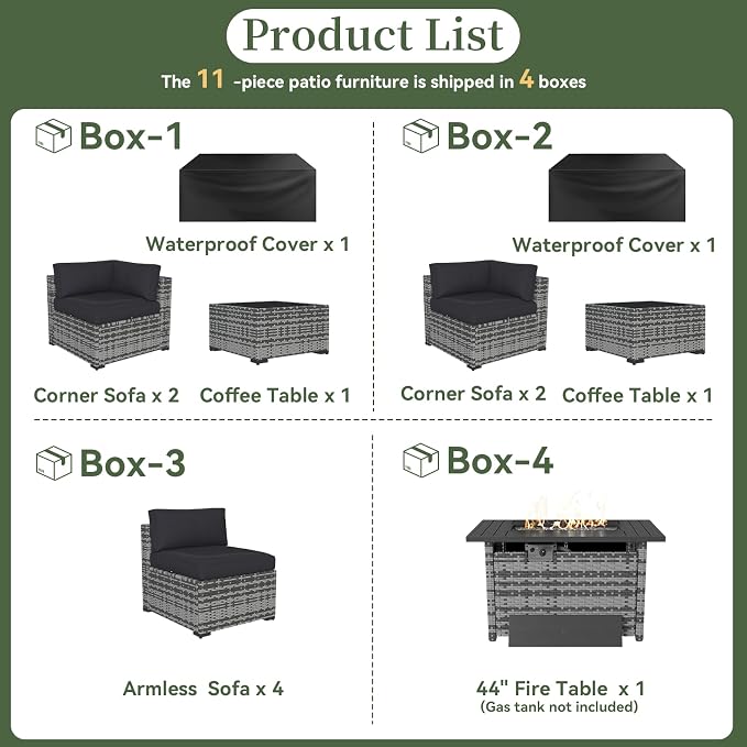 Aoxun 11 Piece Patio Furniture Set - Image 5