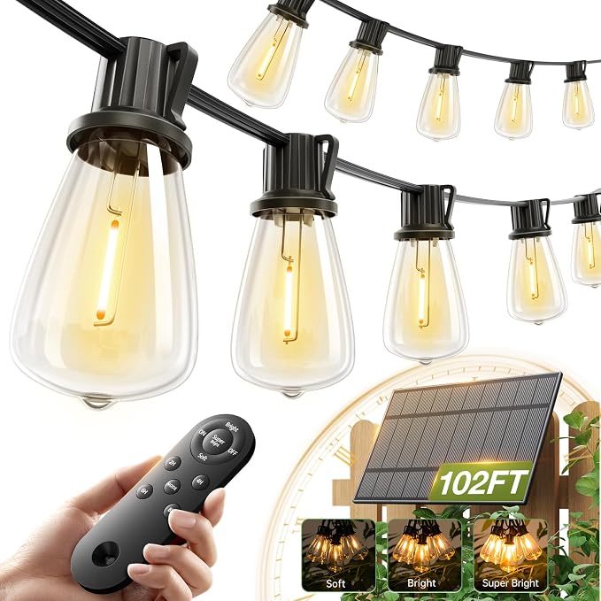 addlon 102 FT Solar String Lights Waterproof, Patio Light Solar Powered by addlon