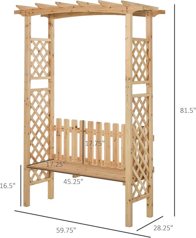 Outsunny Wooden Garden Arbor for Climbing Plants - Image 7
