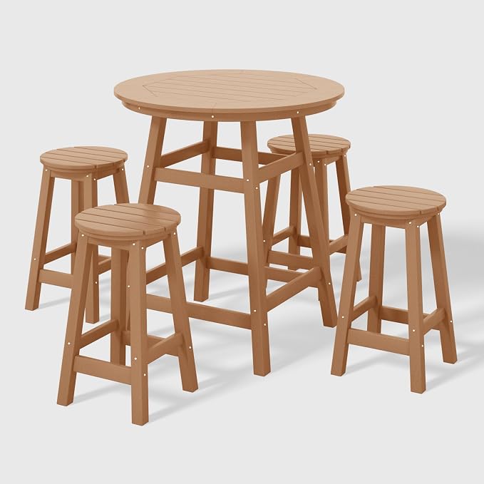 WestinTrends Malibu 5-Piece HDPE Outdoor Patio Dining Bar Bistro Table Set by WestinTrends