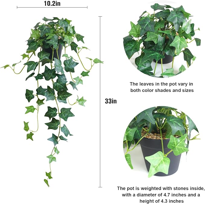 Fake English Ivy Plants in Pots Set of 2 – Realistic Artificial Ivy Greenery - Image 2