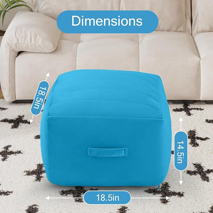 MeMoreCool Square Stuffed Pouf Ottoman Foot Rest, Floor Pouf Foot Stool - Image 2