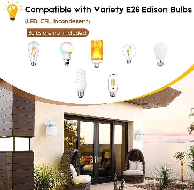 2-Pack Dusk to Dawn Outdoor Wall Light, Waterproof Exterior Wall Lantern - Image 5