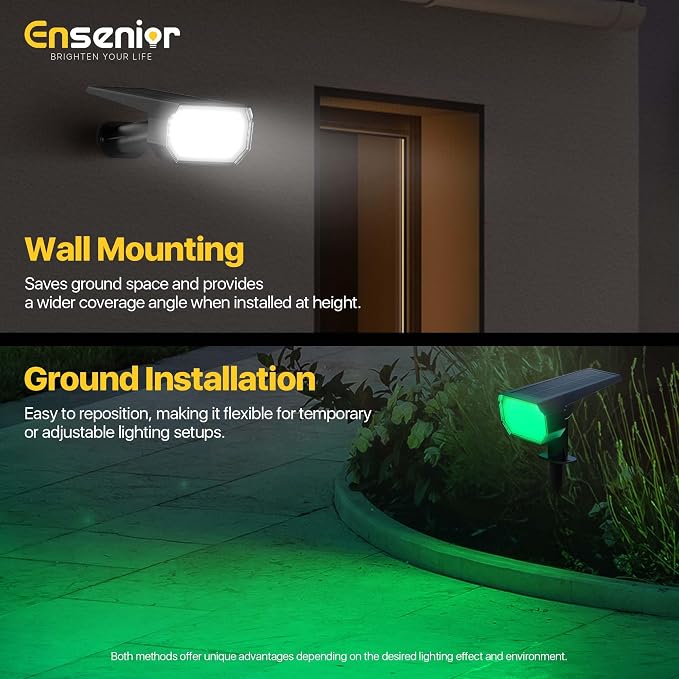 Ensenior Solar Spotlights Outdoor RGB, 7+1 Color Changing Mode Outdoor - Image 8