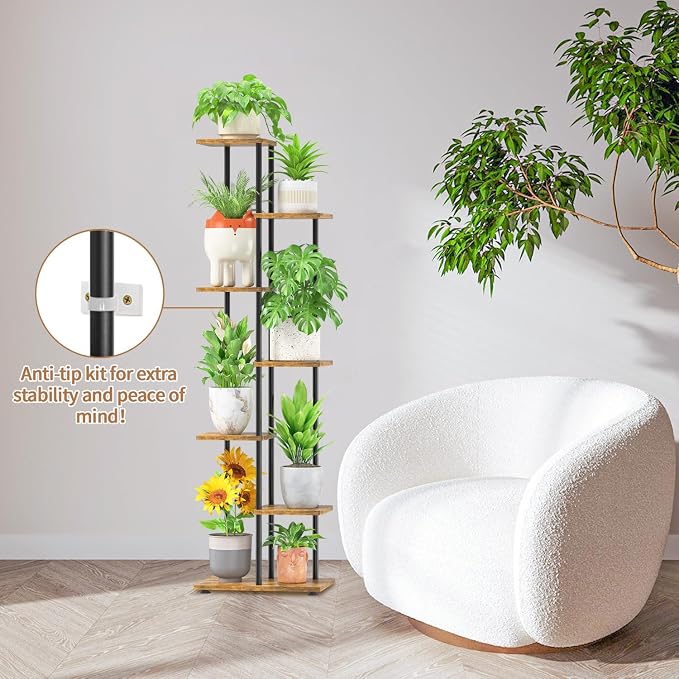 LASZOLA Black 6 Tiered Wood Plant Stand Indoor - Image 7
