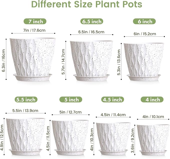 7/6.5/6/5.5/5/4.5/4 inch Plant Pots - Image 2