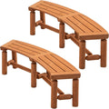 FORTUNO Outdoor Wooden Curved Backless Porch Bench Rustic Style Cedar/Fir Wood by FORTUNO