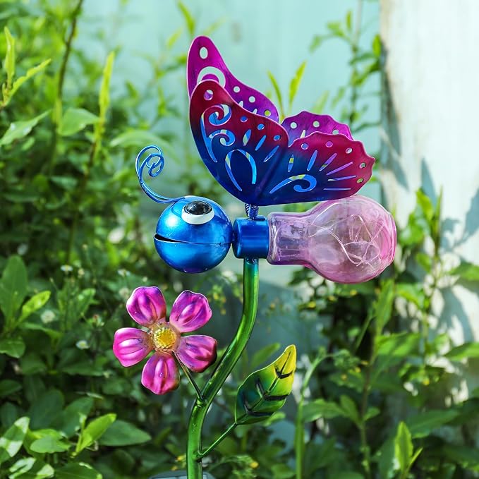 VCUTEKA Solar Garden Lights Metal Flower Decor Colorful Solar Pathway Light by VCUTEKA