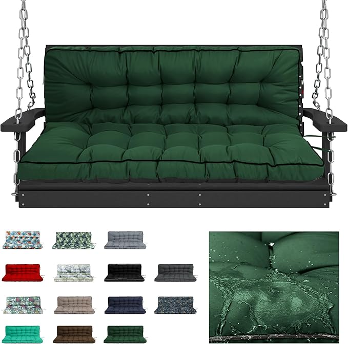 Waterproof Porch Swing Cushion Replacement, 2–3 Seat Swing Seat Cushion by RUFXIEZW