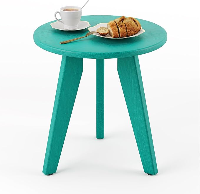 HDPS Outdoor Side Table, Small Round Side Table Weather-Resistant, Outdoor Side by HOMENJOY