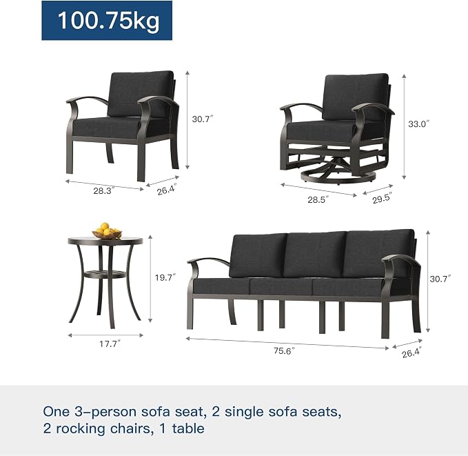 Kullavik Aluminum Patio Furniture Set - Image 6
