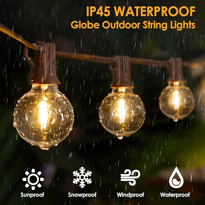 Mlambert 100Ft LED Outdoor String Lights, Dimmable G40 Globe Patio Lights - Image 4