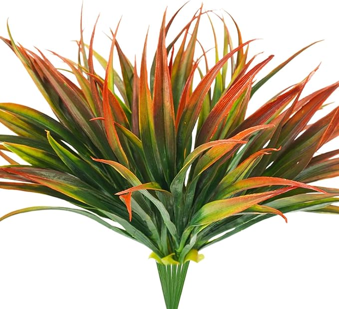 6Pcs Artificial Grass Fake Plants 17.3in Outdoor Plastic Plants UV Resistant by Phliofd