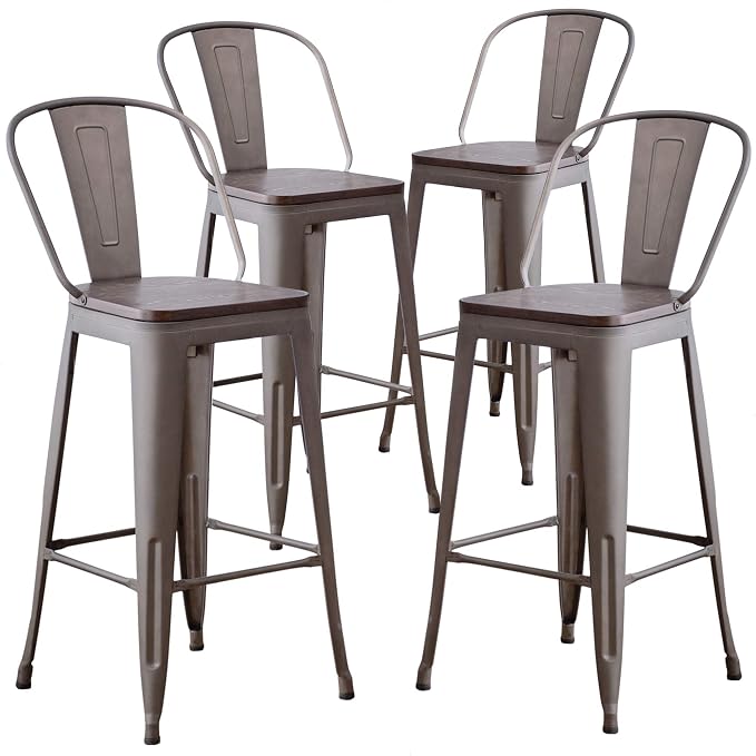 Aklaus Metal Bar Stools Set of 4, 30 inch Barstools Bar Height Bar Stool by AKLAUSHomeFurniture