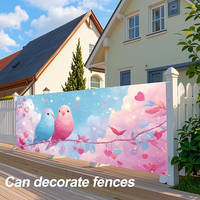 Birds Garage Door Banner 6x13FT, Cute Love Birds Garage Door Cover, Romantic - Image 5