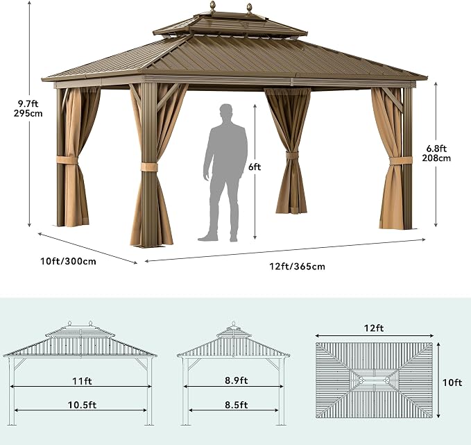 YITAHOME 10x12ft Outdoor Hard top Gazebo - Image 3