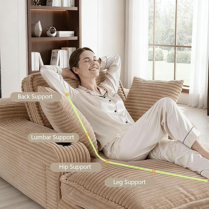 67" Oversized Chaise Lounge Chair Indoor, Soft Boneless Cloud Couch - Image 5