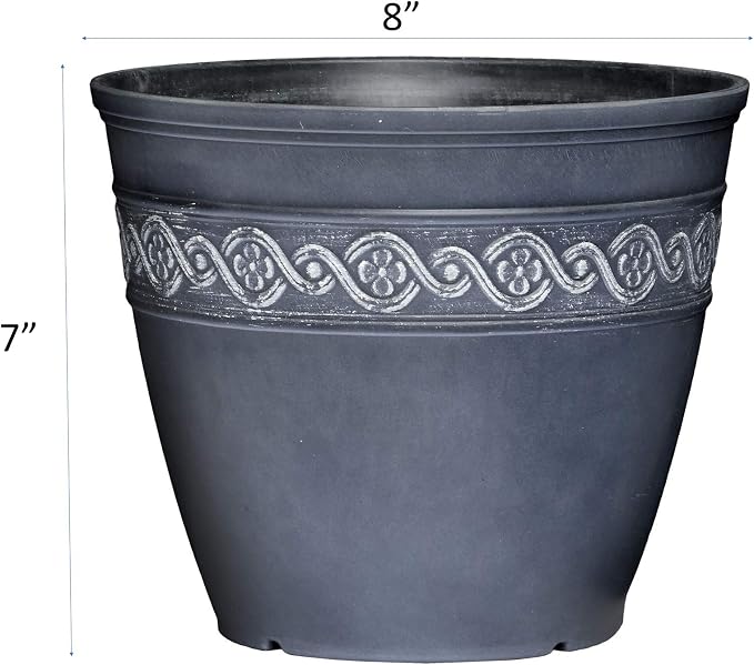 Classic Home and Garden Corinthian Resin Flower Pot Planter, Storm Blue - Image 4