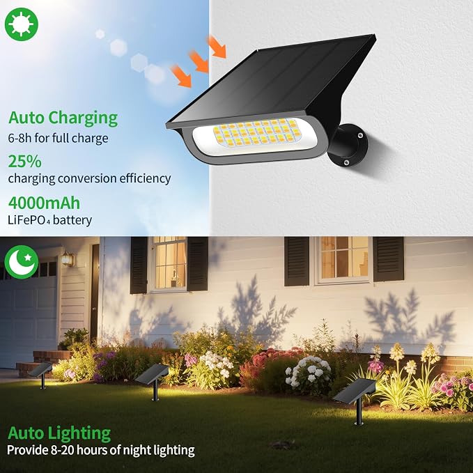 Solar Light Outdoor Waterproof IP65, 56 LED 3 Color Modes Solar Spot Lights - Image 4