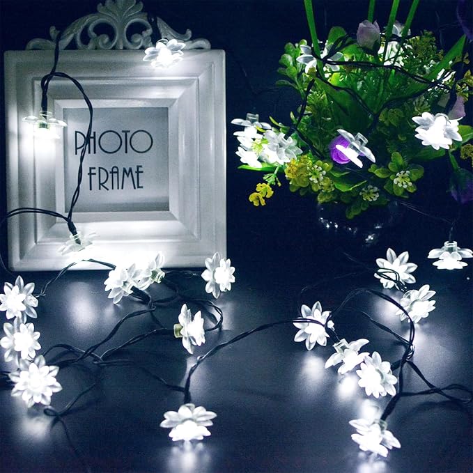 ITICdecor Solar Flower String Lights Outdoor Waterproof 50 LED Upgraded Flower - Image 5