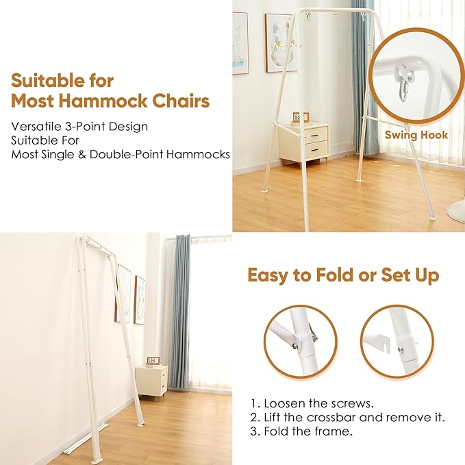 Foldable Hammock Stand, Portable Chair Stand, Heavy Duty Folding Frame - Image 4