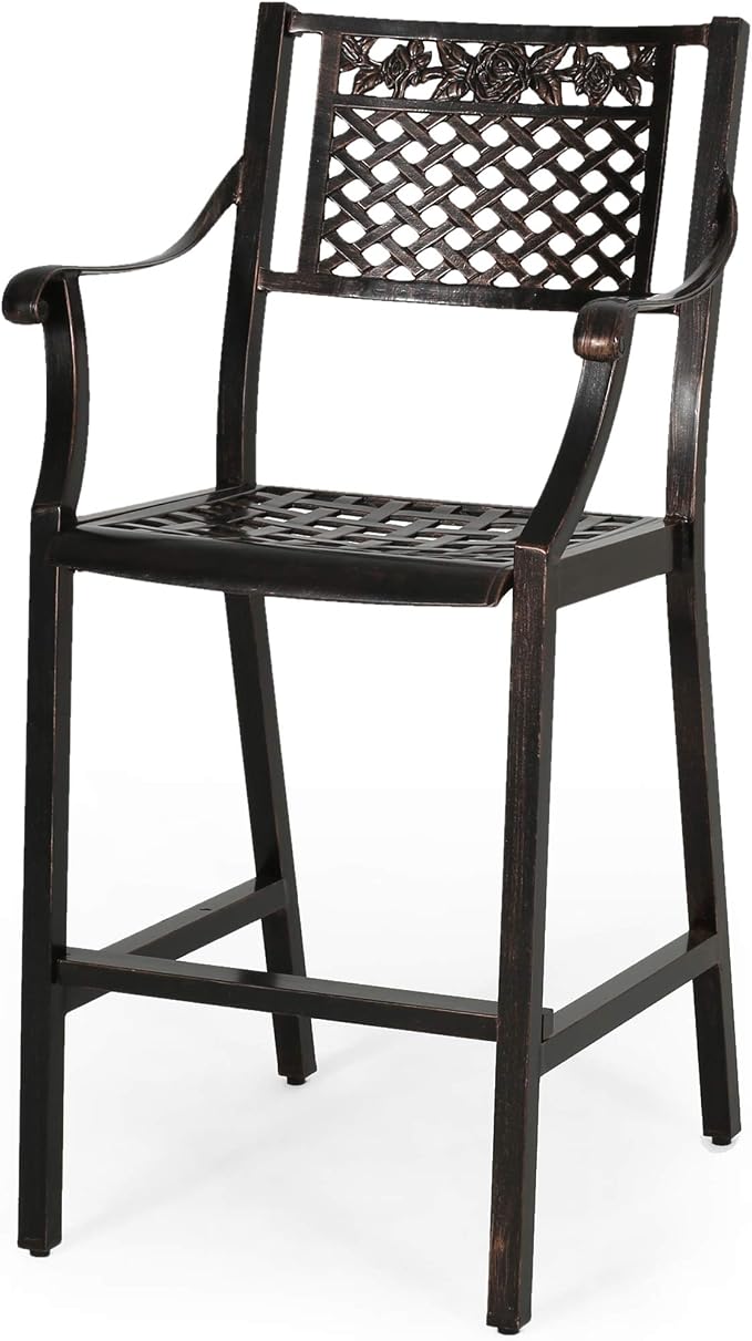 Christopher Knight Home Athena Outdoor 29" Aluminum Barstool, Copper Finish - Image 5