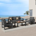 Aluminum Outdoor Patio Furniture Set, 4 Piece Oversized Patio Conversation Sets by Oasbira