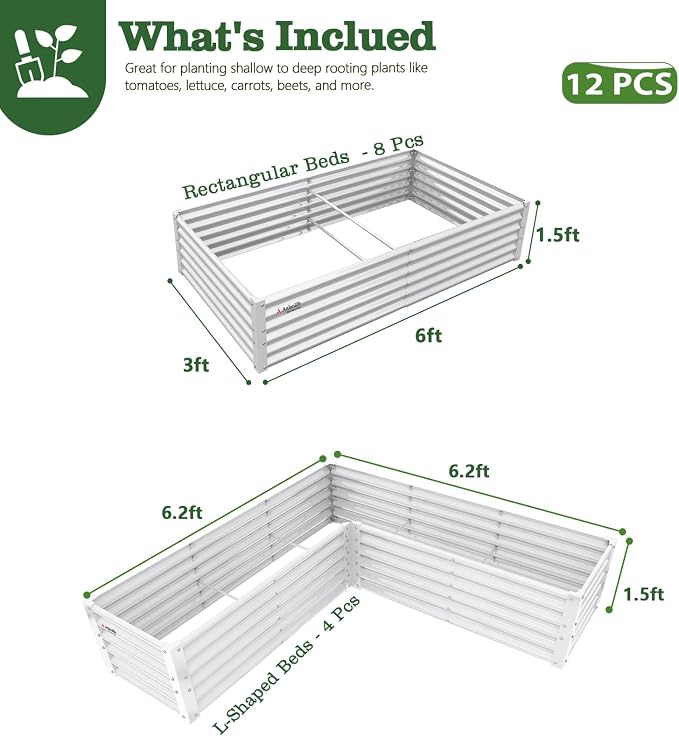 A ANLEOLIFE Set of 12, 18 Inch Tall Raised Garden Beds Kit, Rectangular & - Image 2