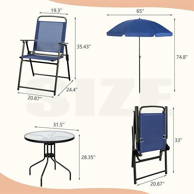 Vongrasig 6 Pieces Folding Patio Dining Set, All Weather Small Metal Outdoor - Image 5