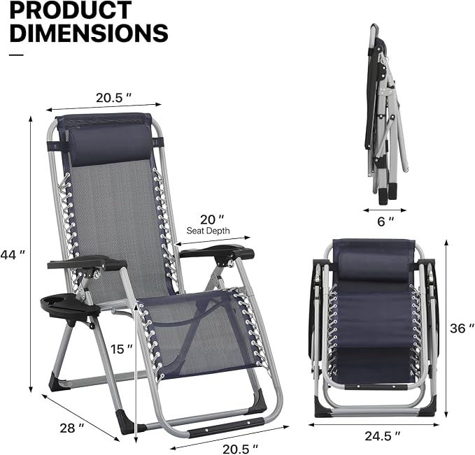 MoNiBloom Stable Folding Chair Outdoor Lounge Chair Beach Pool Lawn Recliner - Image 3